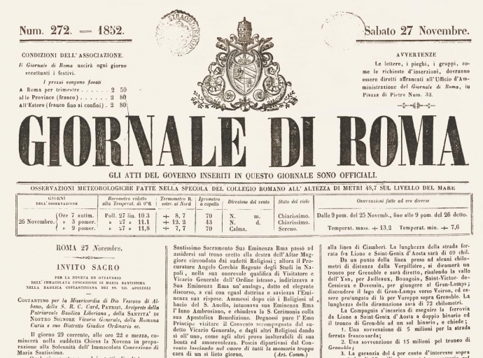 Giornale di Roma. 27 novembre 1852